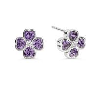 Radley RYJ1565 Silver CZ Purple Heart Flower Earrings - J81165