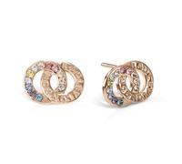 Radley Signature Ladies 18ct Rose Gold Plated Sterling Silver Double Disc Engraved Hoops Earrings RYJ1146