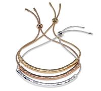 RADLEY Silver, 18ct Gold & 18ct Rose Gold Plated Hammered Effect Friendship Bracelets
