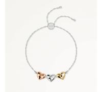 RADLEY Silver, 18ct Gold & 18ct Rose Gold Triple Heart Charm Mixed Plating Friendship Bracelet