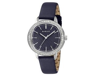 RADLEY Silver 36mm Stone Set Ink Leather Strap
