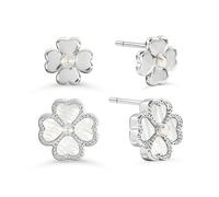 Radley Silver Plated Mother Of Pearl Heart Flower Twinpack Earrings