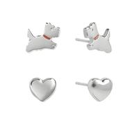 Radley Silver Plated Polished Heart and Jumping Dog Twin pack Earrings