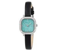 RADLEY Silver Plated Stone Set Case Black Leather Strap Watch RY21887