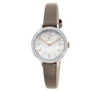 RADLEY Silver Plated Stone Set Case Coffee Leather Strap Watch RY21913A