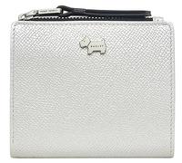 RADLEY Silver Queensway Metallic Small Bifold Leather Purse, Women's Wallet with Dog Poo Bag Dispenser and Dog Charm