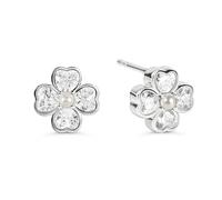 Radley Sterling Silver Clear Heart Cubic Zirconia Flower Earrings