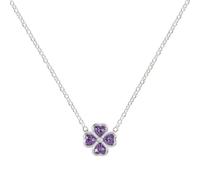 RADLEY Sterling Silver CZ Purple Heart Flower Necklace