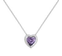 Radley Sterling Silver Purple Cubic Zirconia Heart Necklace