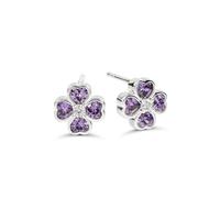 Radley Sterling Silver Purple Heart CZ Flower Earrings