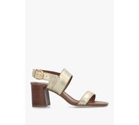 RADLEY The Goldborne Gold Leather Block Heel Sandals Size: 39, Colour: