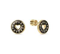 Radley Women's 18ct Gold Plated Black Enamel Heart Cut Out Earrings