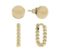 Radley Womens 18ct Gold Plated Disk and Bobble Beaded Post Hoop Twin Pack Earrings
