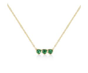 RADLEY Women's 18ct Gold Plated Sterling Silver & Green Triple Heart Charm Necklace