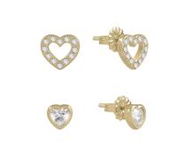 Radley Womens 18ct Gold Plated Sterling Silver Stone Set Heart Twin Pack Stud Earrings