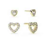 Radley Womens 18ct Gold Plated Stone Set Heart Twin Pack Stud Earrings