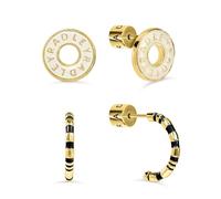 Radley Women's 18ct Gold Plated Twinpack Salt Enamel Donut and Black Half Hoop Earrings