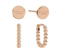 Radley Womens 18ct Rose Gold Plated Disk and Bobble Beaded Post Hoop Twin Pack Earrings