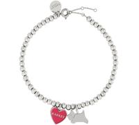 Radley Womens Charm Bracelet Silver Plated Beaded with Jumping Dog and Heart
