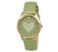 RADLEY Women's Gold Plated Floral Heart Dial Apple Green Leather Strap Analogue Watch RY22026A