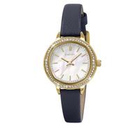 RADLEY Womens Pale Gold Plated Stone Set Case Mother of Pearl Dial Ink Leather Strap Analogue Watch RY21968