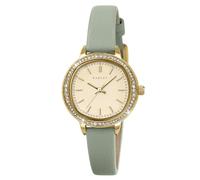 RADLEY Womens Pale Gold Plated Stone Set Case Pistachio Leather Strap Analogue Watch RY21970