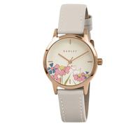 RADLEY Women's Rose Gold Plated Floral Dog Dial Salt Leather Strap Watch