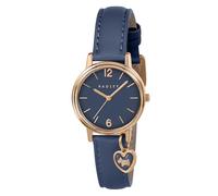 RADLEY Women's Rose Gold Plated Heart Charm Utility Grey Leather Strap Watch RY21994A