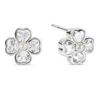 Radley Sterling Silver Clear Heart Cubic Zirconia Flower Earrings