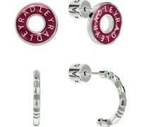 Radley Women's Silver Plated Twinpack Ruby Enamel Donut and Half Hoop Earrings