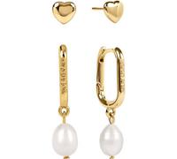 Radley Women's 18ct Pale Gold Plated Twinpack Heart and Pearl Earring Set