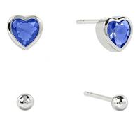 Radley Women's Sterling Silver Plated Twinpack Sapphire Heart and Ball Stud Earrings