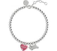 Radley Ladies Silver Plated Friendship Bracelet with Jumping Dog and Pink Enamel Heart RYJ3163S