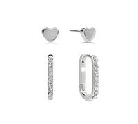Radley Women's Silver Plated Stone Set Huggie Hoops & Heart Stud Twin pack
