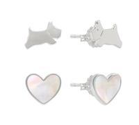 Radley Women's Sterling Silver Dog and Genuine Mother Of Pearl Heart Earrings RYJ1425