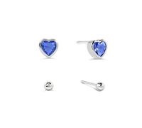 Radley Women's Sterling Silver Plated Twinpack Sapphire Heart and Ball Stud Earrings