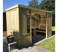 radley wooden enclosed garden pergola seating bench in natural