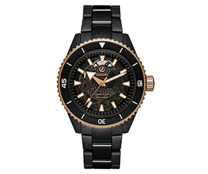 Rado Captain Cook Automatic Watch in Black Ceramic and Pink Details, R32127162.