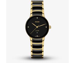 Rado Ladies Centrix Diamonds Black Gold Plated Ceramic Bracelet Watch R30025712