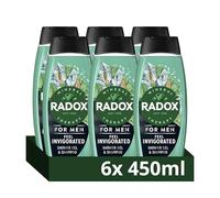 Radox Mineral Therapy Feel Invigorated 2-in-1 Shower Gel & Shampoo Body Wash uniquely blended with herbs, sea salt and a cedarwood & mint scent for a refreshing experience 6x 450 ml