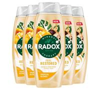 Radox Mineral Therapy Feel Restored Shower Gel Body Wash, Pack of 5, Shower Cream with 4 minerals and 13 herbs, Mango and Cocoa Butter Scent for Mood-Boosting Experience, 450 ml