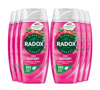 Radox Mineral Therapy Shower Gel Feel Radiant with Nature Inspired Mood Boosting Fragrance Body Wash for Women Blended with Strawberry and Raspberry, 225ml (Buy 6)