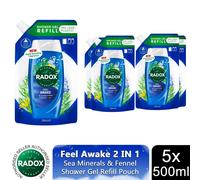 Radox Mineral Therapy 'Shower Gel' Refill Pouch Feel Refreshed 500ml, 3Pk in Green Radox Green