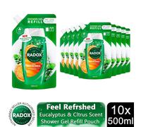 Radox Mineral Therapy 'Shower Gel' Refill Pouch Feel Refreshed 500ml, 3Pk in Green Radox Green