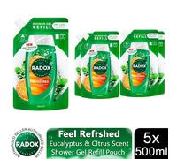 Mineral Therapy 'Shower Gel' Refill Pouch Feel Refreshed 500ml, 3Pk Radox Green One Size