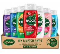 Radox Shower Gel 225ml Multipack - 6 x 225ml Mix & Match Random Selection | Assorted Body Wash Collection | Everyday Cleansing Bundle