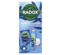 Radox Soak & Soothe Bathing Collection Gift Set with a bath soak, bath salts, and a shower puff perfect for any occasion 2 piece