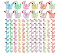 Radsocken 120Pcs Mini Resin Ducks, Glitter Miniature Figures Tiny Ducks, Colorful Mini Ducks Ornament Accessories for DIY Aquarium Decoration, Pot Decoration, Birthday Party, Children's Arithmetic