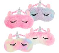 Radsocken 4 PCS Kids Eye Masks for Sleeping, Girls Sleep Masks Cute Unicorn Plush Sleep Mask, Cartoon Animal Blindfold Eye Covers for Girls Adult Children