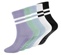 Radsocken 5 Pairs Non Slip Yoga Socks Reformer Pilates Socks with Grips for women, Anti-Slip Grip Socks for Ballet, Barre,Trampoline Fitness,Hospital, Home(M multicolor)